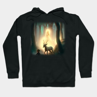 Girl in magical forest surrounded by animals Hoodie